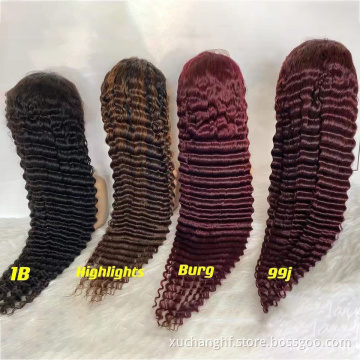 Peruvian Deep Wave Wigs HD Transparent Lace Front Human Hair Wigs 13x6 PrePlucked 150% Density Human Hair Wigs